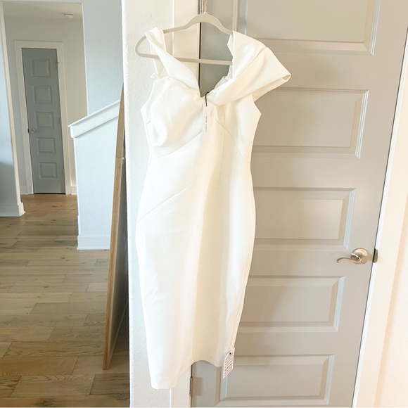 NWT Rachel Gilbert Matteo Midi Dress Gown Off Shoulder Bridal Wedding White - Picture 8 of 15